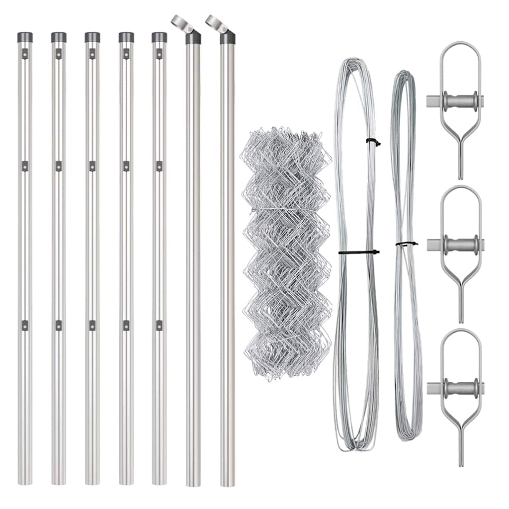 Kettengliedzaun mit Pfosten Silber 0,4 x 10 m Stahl